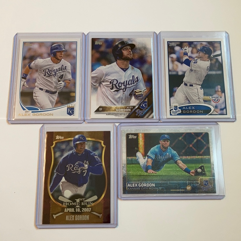 Lot of 5 Alex Gordon Kansas City Royals Topps MLB Baseball Cards